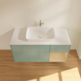 Тумба під раковину Villeroy & Boch Finion 120х50,1 см із підсвічуванням МДФ оливковий матовий лак/скло біле матове G831PCGM