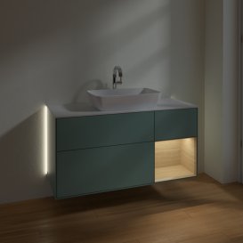 Тумба під раковину Villeroy & Boch Finion 120х50,1 см із підсвічуванням МДФ оливковий матовий лак/скло біле матове G831PCGM