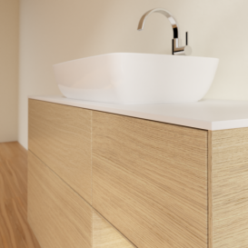 Тумба под раковину Villeroy & Boch Finion 120х50,1 см с подсветкой МДФ шпон дуба/стекло белое матовое G831PCPC