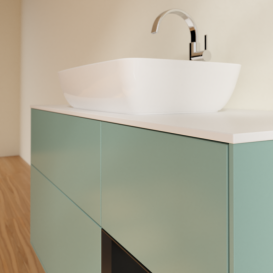 Тумба під раковину Villeroy & Boch Finion 120х50,1 см із підсвічуванням МДФ оливковий матовий лак/скло біле матове G831PDGM