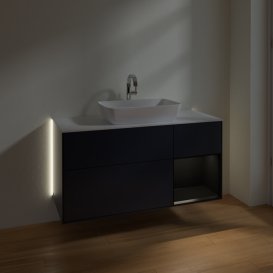 Тумба под раковину Villeroy & Boch Finion 120х50,1 см с подсветкой МДФ темно-синий матовый лак/стекло белое матовое G831PDHG