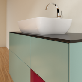 Тумба под раковину Villeroy & Boch Finion 120х50,1 см с подсветкой МДФ оливковый матовый лак/стекло черное матовое G832HBGM