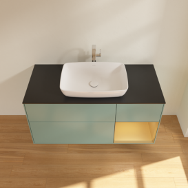 Тумба под раковину Villeroy & Boch Finion 120х50,1 см с подсветкой МДФ оливковый матовый лак/стекло черное матовое G832HFGM