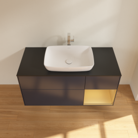 Тумба под раковину Villeroy & Boch Finion 120х50,1 см с подсветкой МДФ темно-синий матовый лак/стекло черное матовое G832HFHG