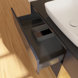 Тумба под раковину Villeroy & Boch Finion 120х50,1 см с подсветкой МДФ темно-синий матовый лак/стекло черное матовое G832HFHG