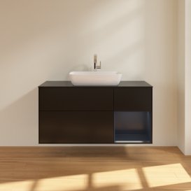 Тумба под раковину Villeroy & Boch Finion 120х50,1 см с подсветкой МДФ черный матовый лак/стекло черное матовое G832HGPD