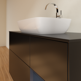 Тумба под раковину Villeroy & Boch Finion 120х50,1 см с подсветкой МДФ черный матовый лак/стекло черное матовое G832HGPD