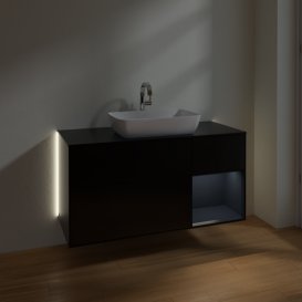 Тумба под раковину Villeroy & Boch Finion 120х50,1 см с подсветкой МДФ черный матовый лак/стекло черное матовое G832HGPD