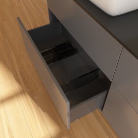 Тумба під раковину Villeroy & Boch Finion 160х50,1 см МДФ антрацит матовий лак/скло чорне матове F84200GK