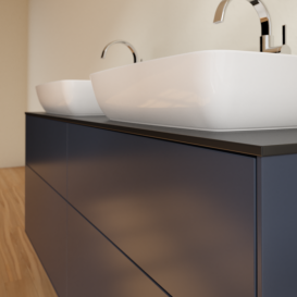 Тумба под раковину Villeroy & Boch Finion 160х50,1 см МДФ темно-синий матовый лак/стекло черное матовое F84200HG