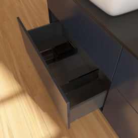 Тумба под раковину Villeroy & Boch Finion 160х50,1 см МДФ темно-синий матовый лак/стекло черное матовое F84200HG