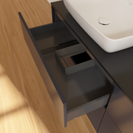 Тумба под раковину Villeroy & Boch Finion 160х50,1 см МДФ темно-синий матовый лак/стекло черное матовое F84200HG