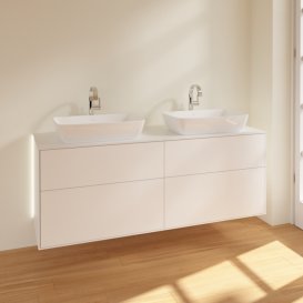 Тумба под раковину Villeroy & Boch Finion 160х50,1 см с подсветкой МДФ белый матовый лак/стекло белое матовое G84100MT