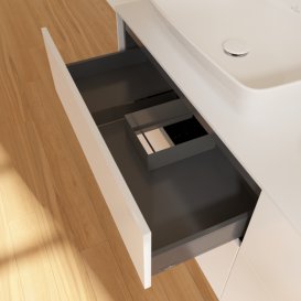 Тумба под раковину Villeroy & Boch Finion 160х50,1 см с подсветкой МДФ белый матовый лак/стекло белое матовое G84100MT