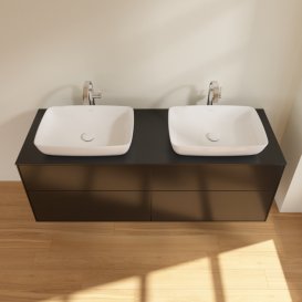 Тумба под раковину Villeroy & Boch Finion 160х50,1 см с подсветкой МДФ черный матовый лак/стекло черное матовое G84200PD