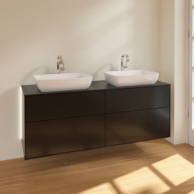 Тумба под раковину Villeroy & Boch Finion 160х50,1 см с подсветкой МДФ черный матовый лак/стекло черное матовое G84200PD