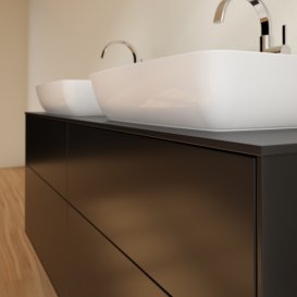 Тумба под раковину Villeroy & Boch Finion 160х50,1 см с подсветкой МДФ черный матовый лак/стекло черное матовое G84200PD