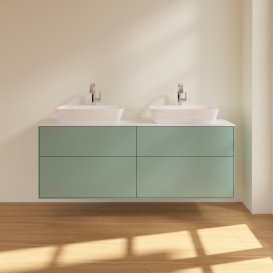 Тумба под раковину Villeroy & Boch Finion 160х50,1 см с подсветкой МДФ оливковый матовый лак/стекло белое матовое G84100GM