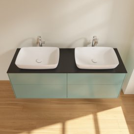 Тумба под раковину Villeroy & Boch Finion 160х50,1 см с подсветкой МДФ оливковый матовый лак/стекло черное матовое G84200GM