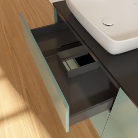 Тумба под раковину Villeroy & Boch Finion 160х50,1 см с подсветкой МДФ оливковый матовый лак/стекло черное матовое G84200GM