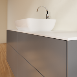 Тумба під раковину Villeroy & Boch Finion 160х50,1 см МДФ антрацит матовий лак/скло біле матове F85100GK