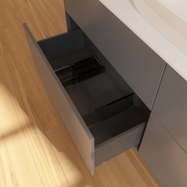 Тумба під раковину Villeroy & Boch Finion 160х50,1 см МДФ антрацит матовий лак/скло біле матове F85100GK