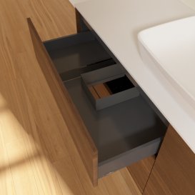 Тумба під раковину Villeroy & Boch Finion 160х50,1 см МДФ шпон волоського горіха/скло біле матове F85100GN