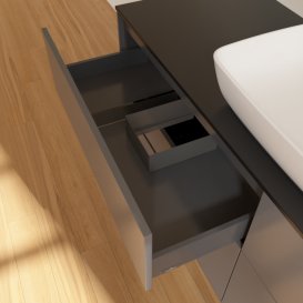 Тумба під раковину Villeroy & Boch Finion 160х50,1 см МДФ антрацит матовий лак/скло чорне матове F85200GK