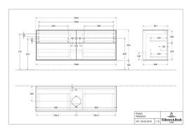 Тумба под раковину Villeroy & Boch Finion 160х50,1 см МДФ шпон грецкого ореха/стекло черное матовое F85200GN