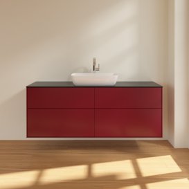 Тумба под раковину Villeroy & Boch Finion 160х50,1 см МДФ пион матовый лак/стекло черное матовое F85200HB