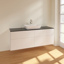 Тумба під раковину Villeroy & Boch Finion 160х50,1 см МДФ білий матовий лак/скло чорне матове F85200MT