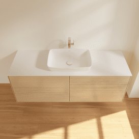 Тумба під раковину Villeroy & Boch Finion 160х50,1 см із підсвічуванням МДФ шпон дуба/скло біле матове G85100PC