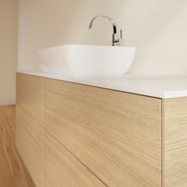 Тумба під раковину Villeroy & Boch Finion 160х50,1 см із підсвічуванням МДФ шпон дуба/скло біле матове G85100PC