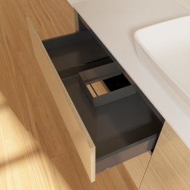 Тумба під раковину Villeroy & Boch Finion 160х50,1 см із підсвічуванням МДФ шпон дуба/скло біле матове G85100PC