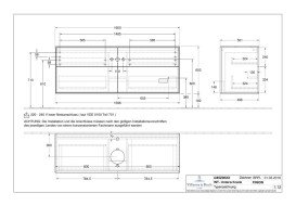 Тумба под раковину Villeroy & Boch Finion 160х50,1 см с подсветкой МДФ темно-синий матовый лак/стекло черное матовое G85200HG