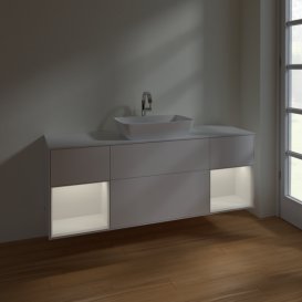 Тумба під раковину Villeroy & Boch Finion 160х50,1 см із підсвічуванням МДФ білий матовий лак/скло біле матове F861GFMT