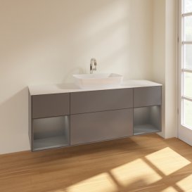 Тумба под раковину Villeroy & Boch Finion 160х50,1 см с подсветкой МДФ антрацит матовый лак/стекло белое матовое F861GKGK