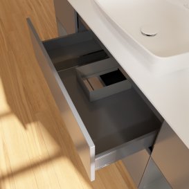 Тумба під раковину Villeroy & Boch Finion 160х50,1 см із підсвічуванням МДФ антрацит матовий лак/скло біле матове F861GKGK