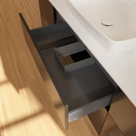 Тумба под раковину Villeroy & Boch Finion 160х50,1 см с подсветкой МДФ черный матовый лак/стекло белое матовое F861GNPD