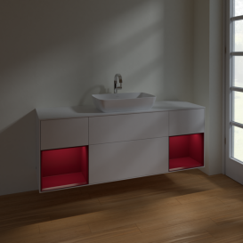 Тумба под раковину Villeroy & Boch Finion 160х50,1 см с подсветкой МДФ белый матовый лак/стекло белое матовое F861HBMT