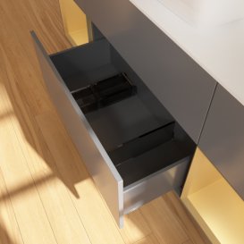 Тумба під раковину Villeroy & Boch Finion 160х50,1 см із підсвічуванням МДФ антрацит матовий лак/скло біле матове F861HFGK