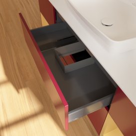 Тумба під раковину Villeroy & Boch Finion 160х50,1 см з підсвічуванням МДФ півонія матовий лак/скло біле матове F861HFHB