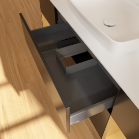 Тумба под раковину Villeroy & Boch Finion 160х50,1 см с подсветкой МДФ черный матовый лак/стекло белое матовое F861HFPD