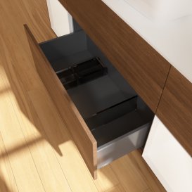 Тумба під раковину Villeroy & Boch Finion 160х50,1 см із підсвічуванням МДФ шпон волоського горіха/скло біле матове F861MTGN