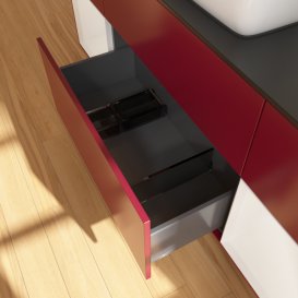 Тумба под раковину Villeroy & Boch Finion 160х50,1 см с подсветкой МДФ пион матовый лак/стекло черное матовое F862GFHB