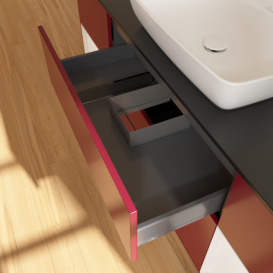 Тумба под раковину Villeroy & Boch Finion 160х50,1 см с подсветкой МДФ пион матовый лак/стекло черное матовое F862GFHB