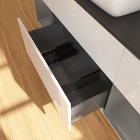 Тумба під раковину Villeroy & Boch Finion 160х50,1 см з підсвічуванням МДФ білий глянцевий лак/скло чорне матове F862GKGF