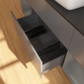 Тумба под раковину Villeroy & Boch Finion 160х50,1 см с подсветкой МДФ антрацит матовый лак/стекло черное матовое F862GKGK