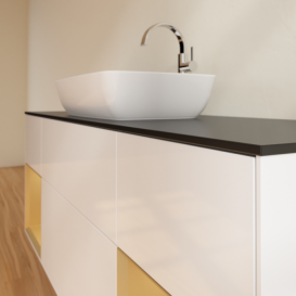 Тумба під раковину Villeroy & Boch Finion 160х50,1 см з підсвічуванням МДФ білий глянцевий лак/скло чорне матове F862HFGF