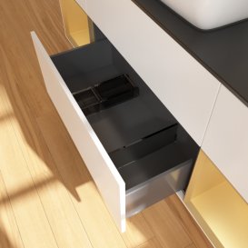 Тумба під раковину Villeroy & Boch Finion 160х50,1 см із підсвічуванням МДФ білий матовий лак/скло чорне матове F862HFMT